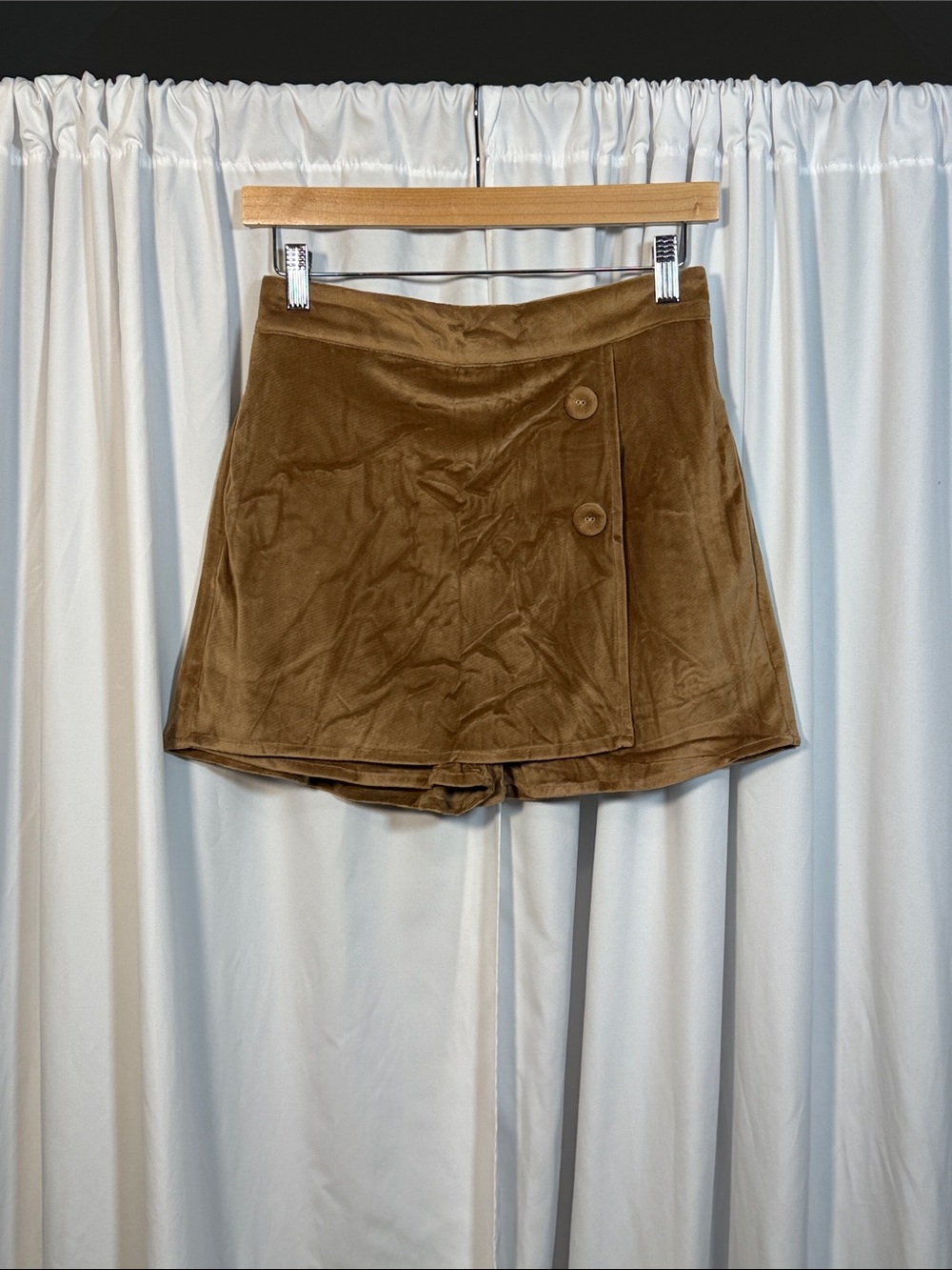 Promesa Tan Velvet Wrap Skort